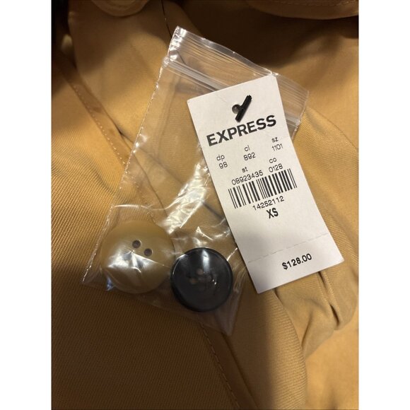 express New women's Solid mustard yellow Rayon trench coat Jacket Xs $128 - Picture 3 of 5